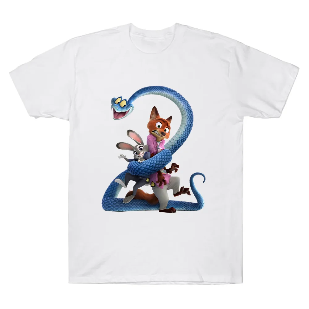 Zootopia 2 الحيوان تي شيرت نيك وايلد وجودي هوبس عطلة الأسرة المحملة للرجال النساء ملابس علوية من القطن الخالص الجولة الرقبة ملابس مريحة