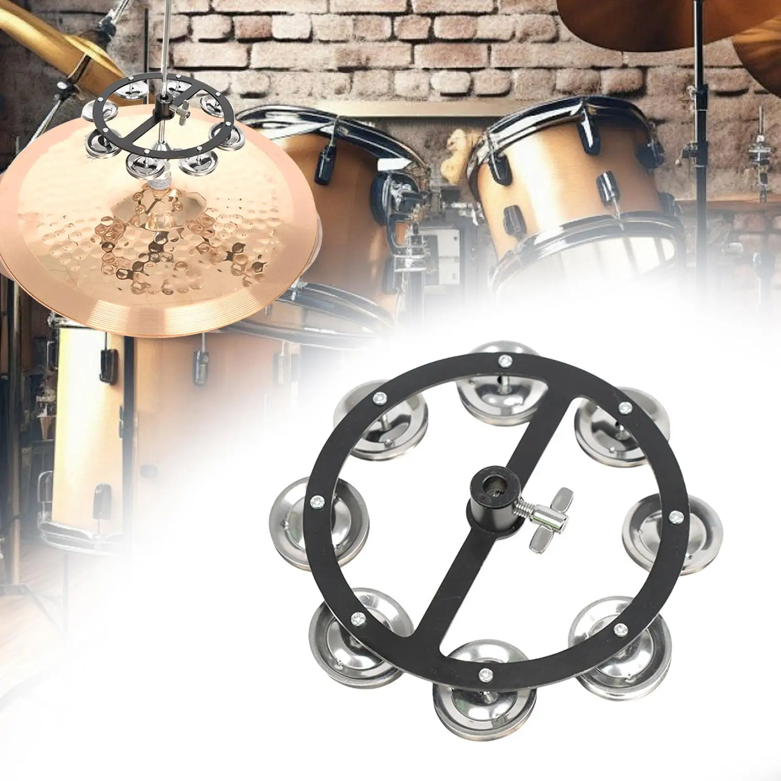 Tambourine Cymbal Stainless Steel Percussion Instrument for Jazz Drum Set Jingles Ensemble for Drum Set Cymbal Hi Hat Tambourine