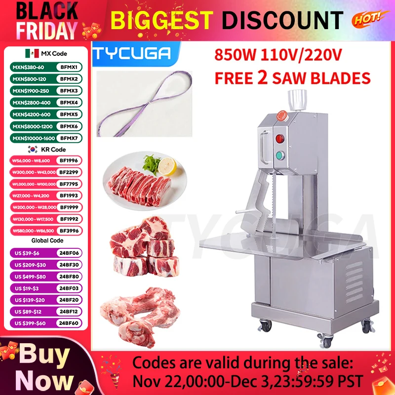 Electric Bone Sawing Machine Desktop Bone Cutting Machine Frozen Meat Cutter Commercial Cut Trotter/Ribs/Fish/Meat/Beef Machine