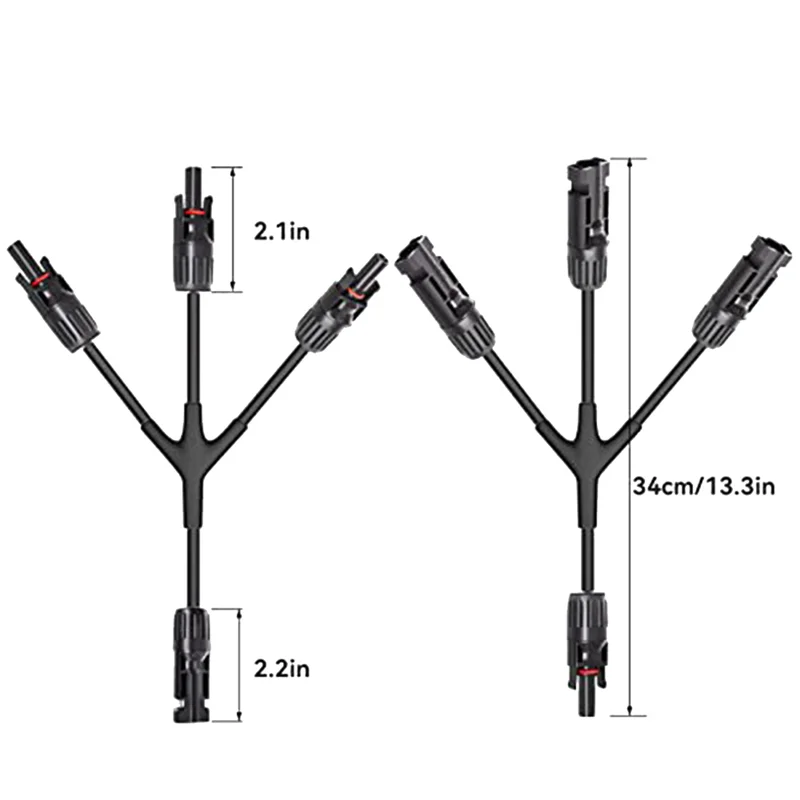 Y Branch Solar Connectors Solar Panel Parallel Adapter 1 Pair Splitter Solar Cable Wire Plug Tool Kit for Solar Panel