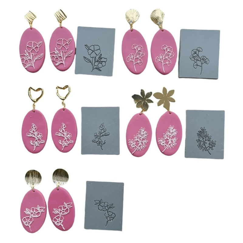 

Handcraft Sturdy Silicone Clay Jewelry Texture Sheets Elegant Floral Stamps Craft Supplies for Necklace Earrings Designs