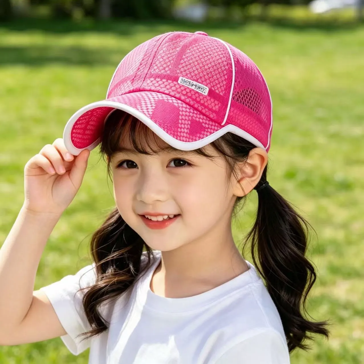 Middle and large kidsren's summer full mesh cut out brim sports baseball cap primary school kidsren's activity sun protection...