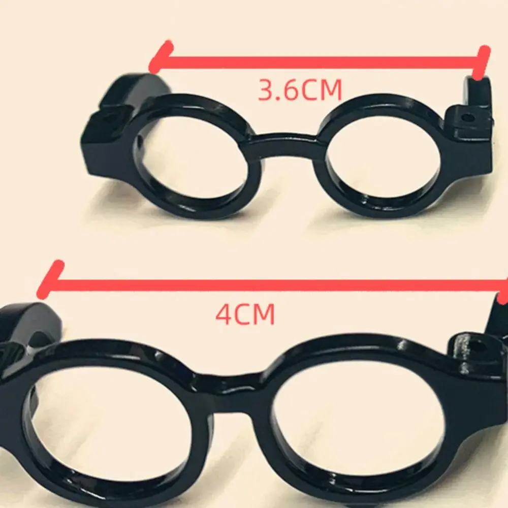 Cute Black Frame OB11 Doll Round Glasses Miniature Round Doll Round Glasses Round Frame Plastic Doll Mini Glasses Kids Gift