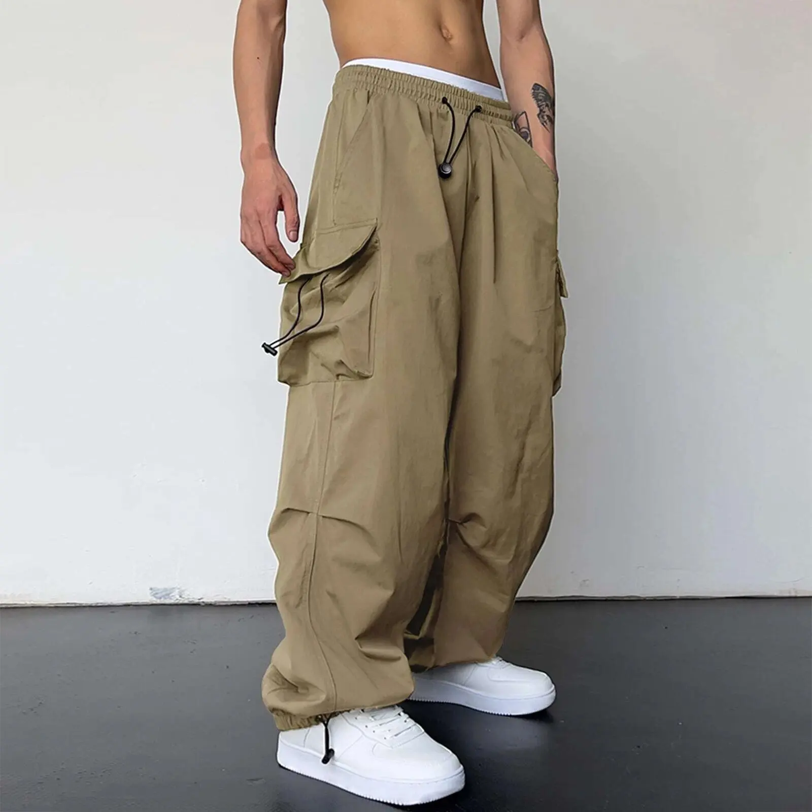 

Men's Baggy Cargo Pants Casual Parachute Cargo Pants Loose Fit Hip Hop Harem Trousers with Pockets Bottoms XXXL Summer