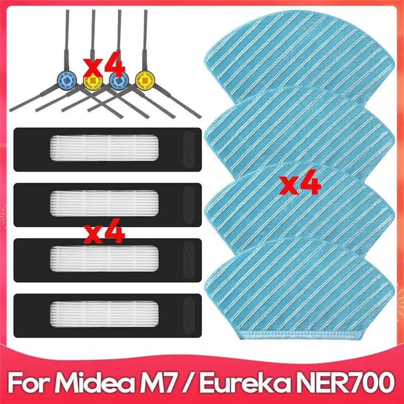 ABJO-Replacement Parts For Midea M7 / M7 Pro / M7 Max /For Eureka NER700 Robot Vacuum Cleaner Accessory Side Brush Mop Pad Filte