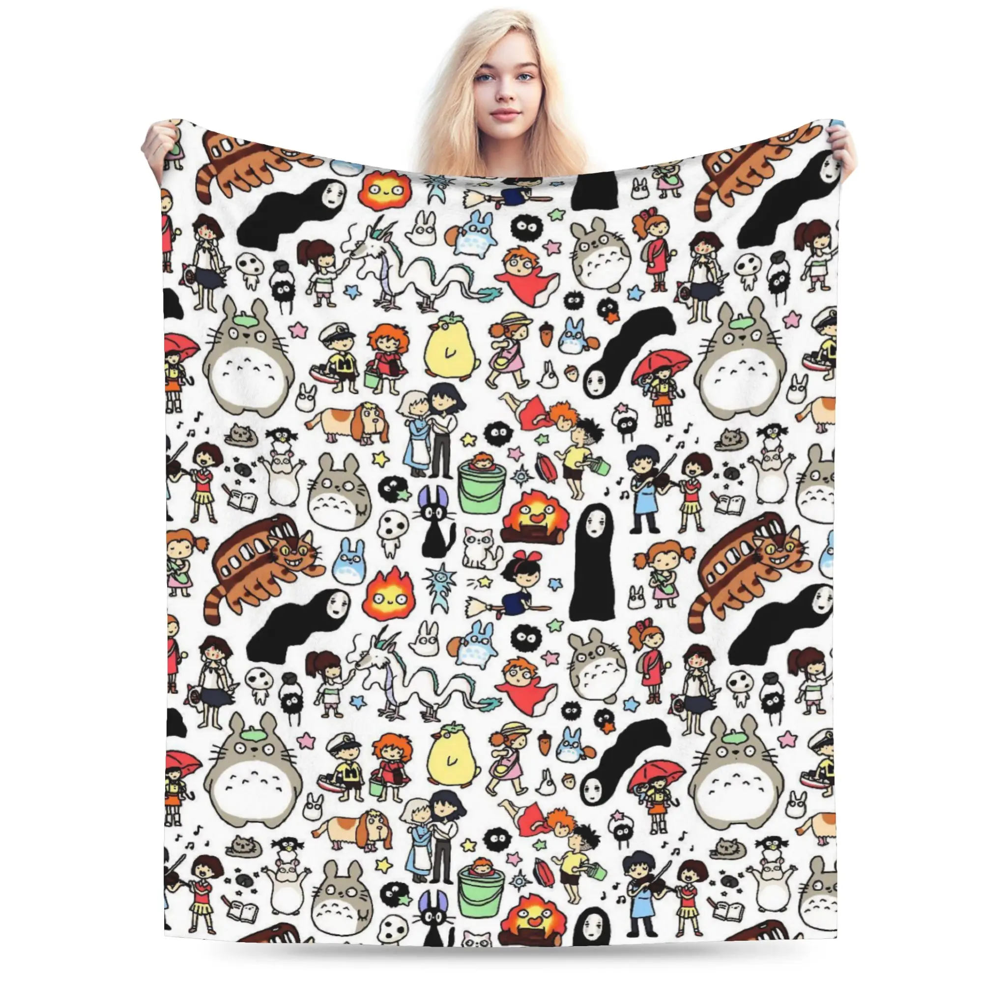 

Одеяло Susuwatari Soot Sprites M-Mononoked, флисовое украшение, теплое одеяло принцессы для домашнего дивана, покрывала