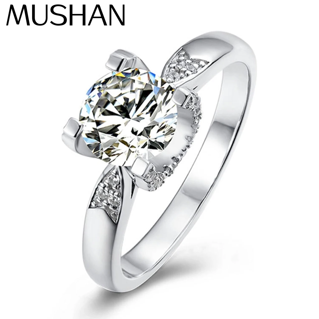 

MuShan Jewelry 925 Sterling Silver Ring Moissanite D Color VVS1 Fine Wedding 925 Sterling Silver Rings Diamond Accessories