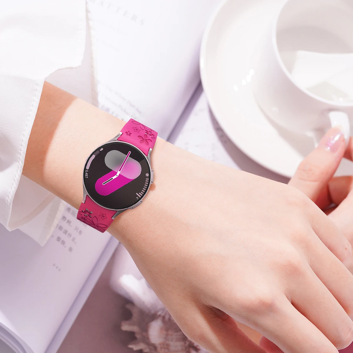 أشرطة سيليكون محفورة لساعة سامسونج جالاكسي 7 FE/6 4 كلاسيك/5 برو 45 بدون فجوات سوار رياضي جالاكسي ساعة 7 باند 44 ملم 40 ملم