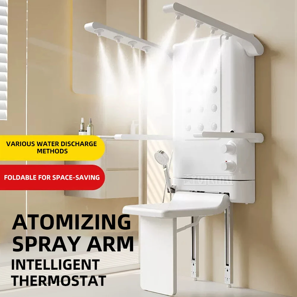 Bath Shower Stool Thermostatic Wall-Mounted Bidet Foldable Shower Armrest Elderly Sitting Bath Chair
