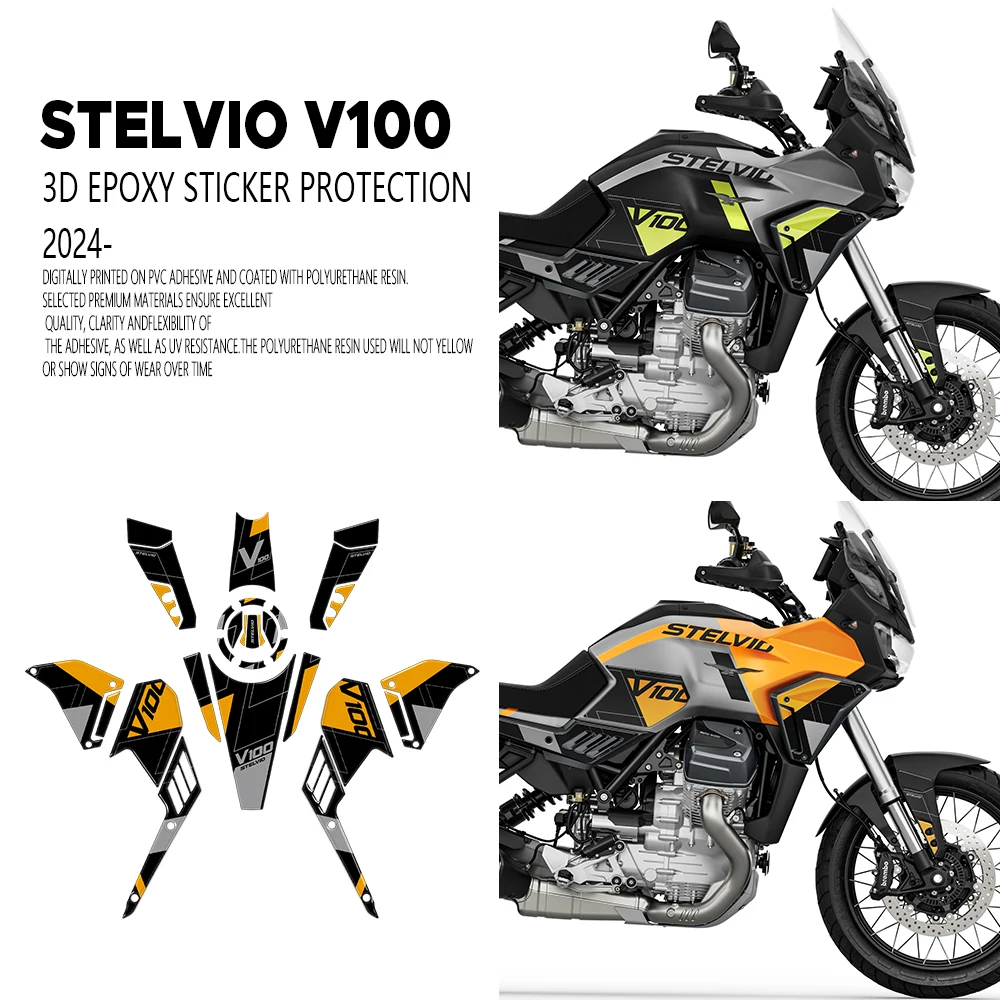 Autocollants 3D en Gel pour Moto Guzzi Stelvio V100 2024 2025 2026, accessoires de Protection pour réservoir de Moto