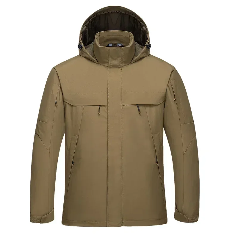Man Autumn Winter Outdoor 3 in 1 Tactical Windbreaker Coat Outdoor Hiking Detachable Two-piece Set Thickened Waterproof Jacket