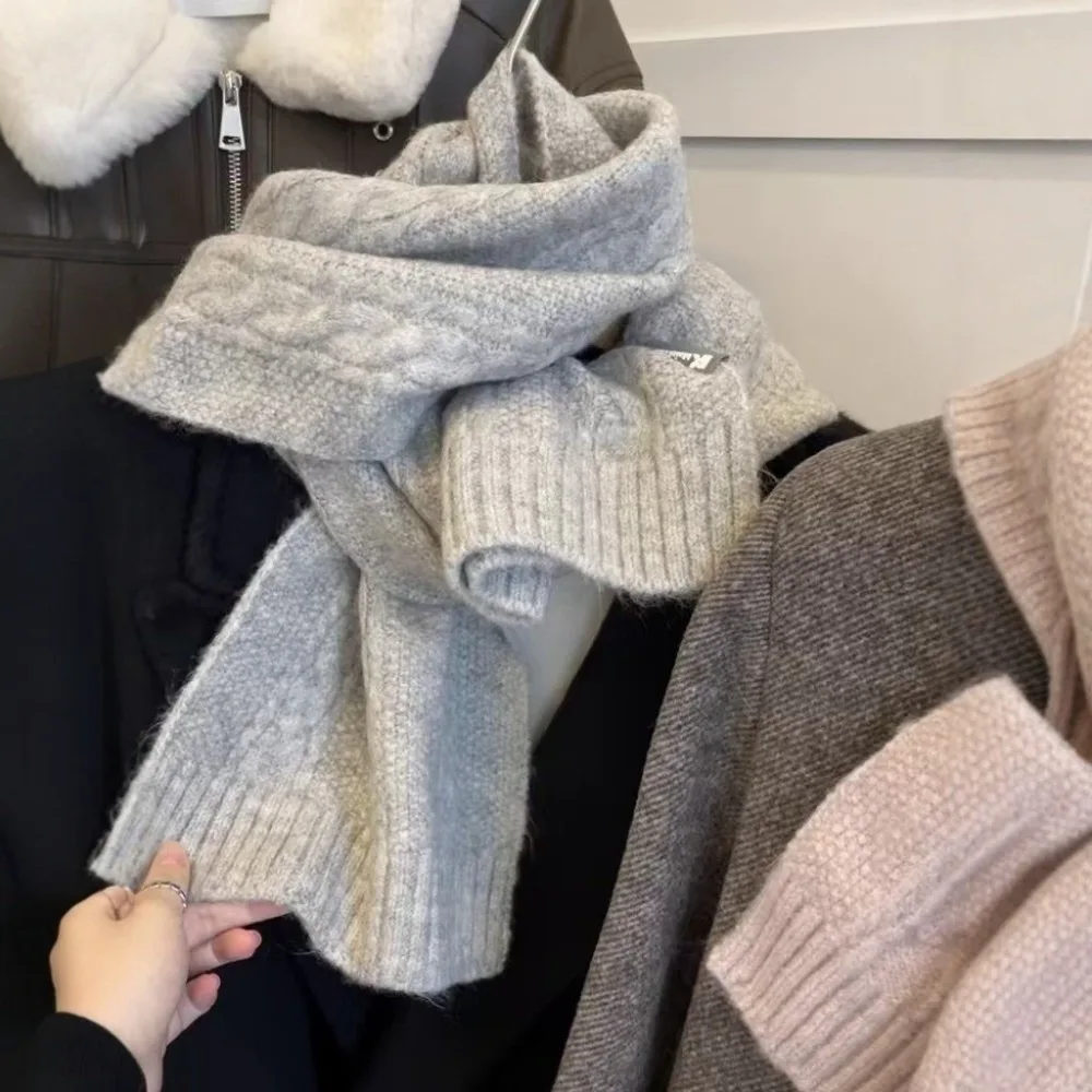 

New Knitted Neck Warmer Windproof Coldproof Knitted Scarf Solid Color Versatile Scarves Bib Gift