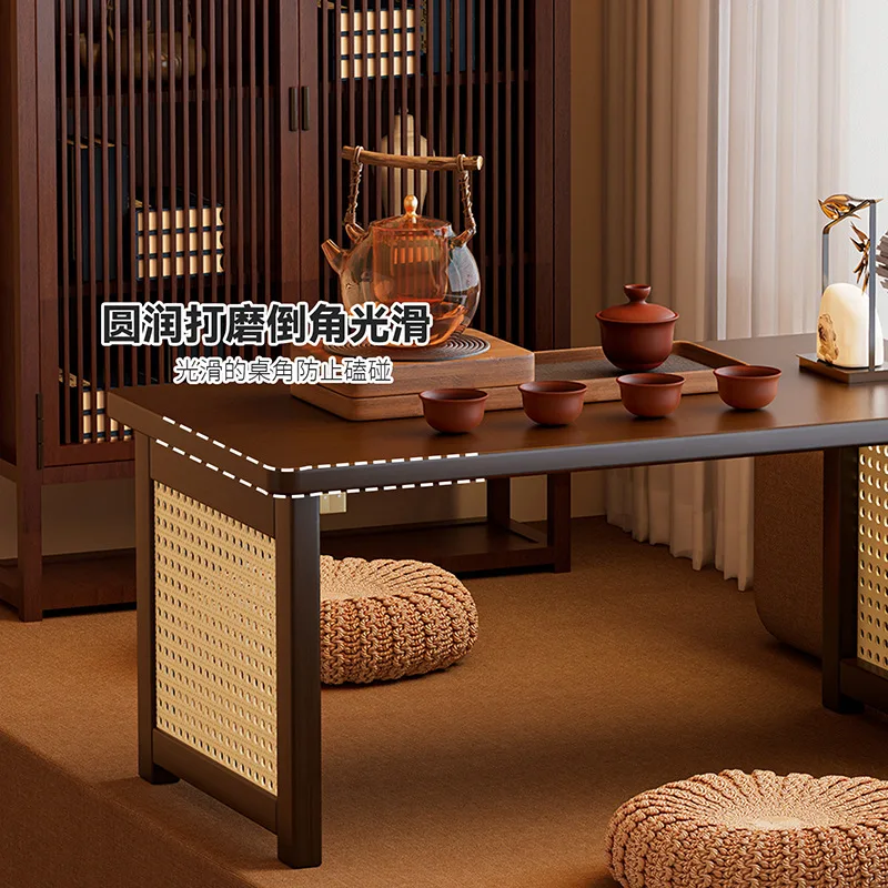 Foldable Bamboo Rattan Small Table for Bed Floor Study Writing Computer Desk Tatami Tea