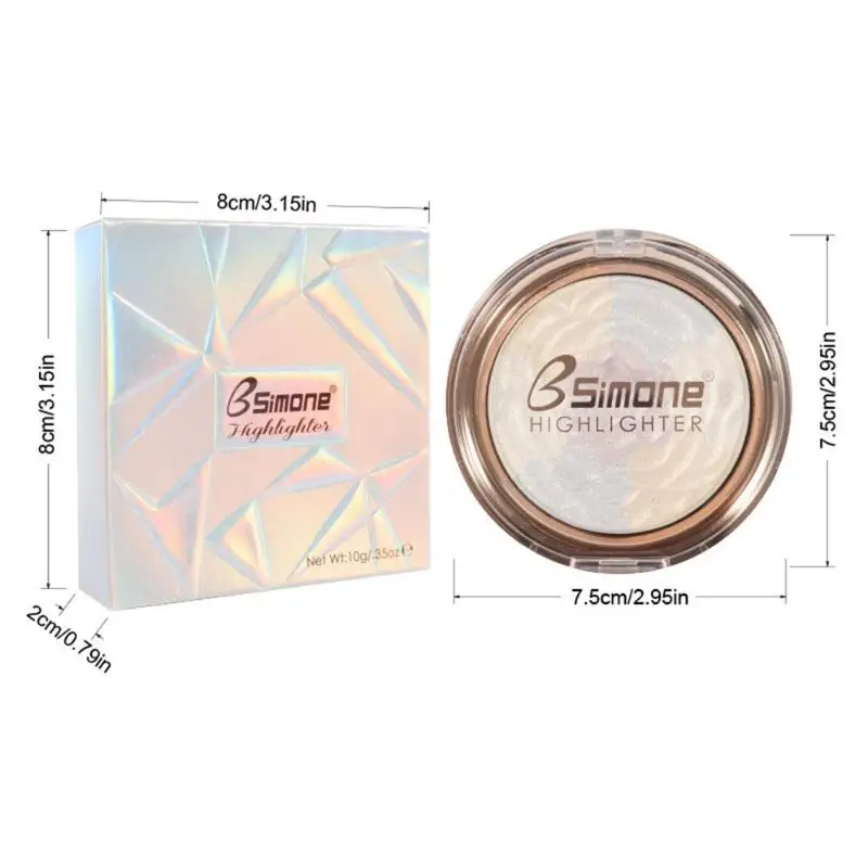 BSIMONE Highlighter Powder Palette Glitter Face Contour Brighten Shimmer Ultra Concentrated Illuminate Makeup Cosmetic