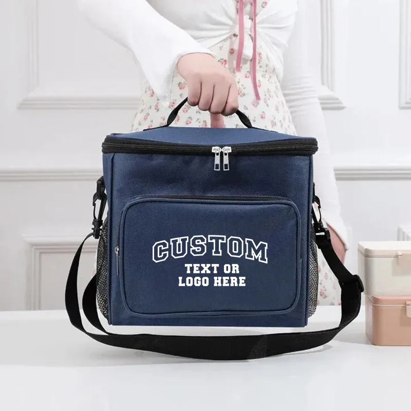 Customized Flower Letter Name Reusable Lunch Bags for Women Large Cold Preservation Insulated with Adjustable Shoulder Strap