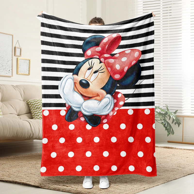 

Disney Minnie Mouse Polka Dot Blanket Soft Flannel Throw Warm Plush Sofa Bed Cover Cute Home Decor Gift