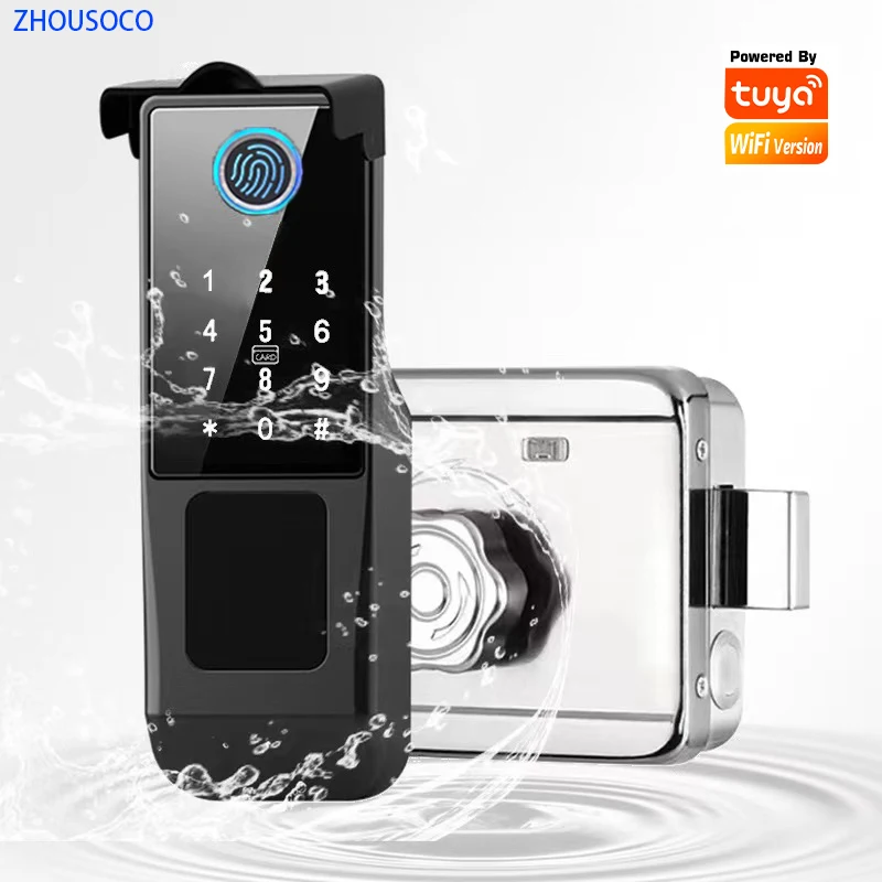 

Tuya Wifi Smart Door Lock Biometric Fingerprint APP Remote Unlock Card Passcode Key Outdoor Waterproof Digital Electronic Lock