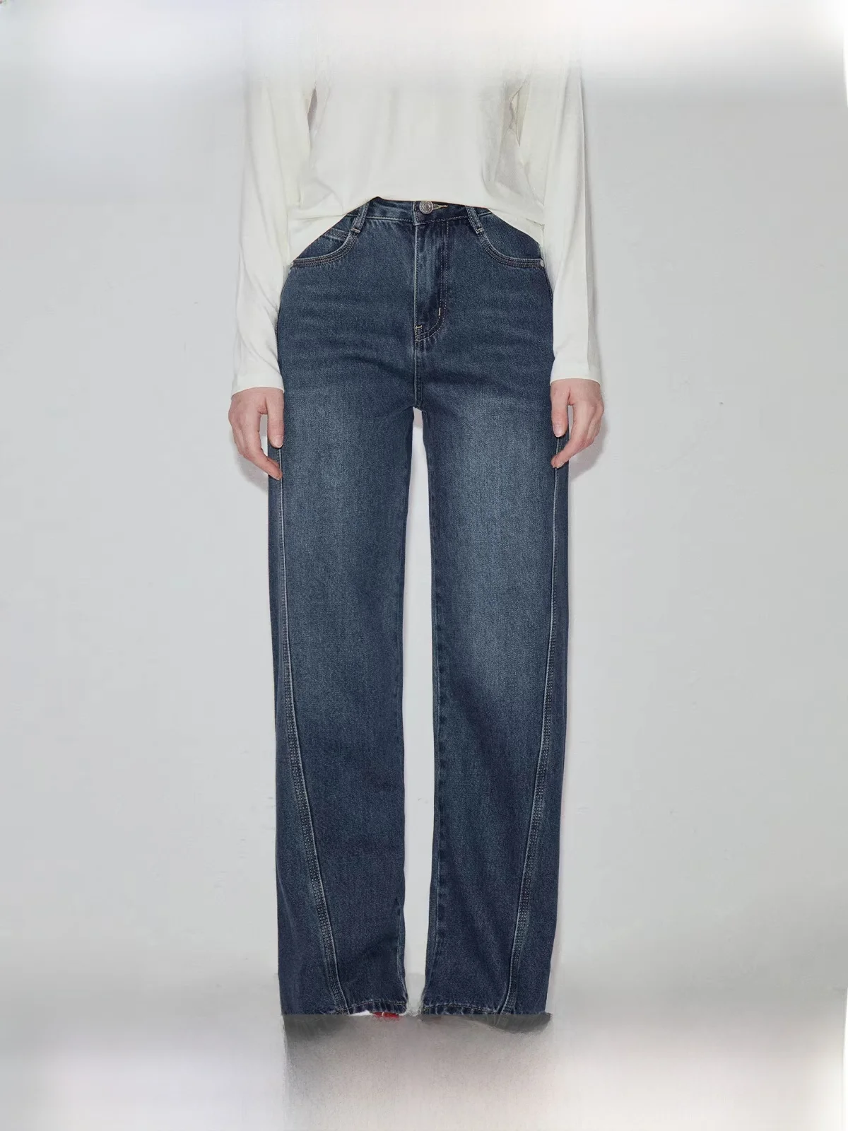 

Женские джинсы Fano Casual в стиле ретро с боковыми разрезами и передними вставками, из хлопка, весенняя новинка, стандартный крой, синий деним