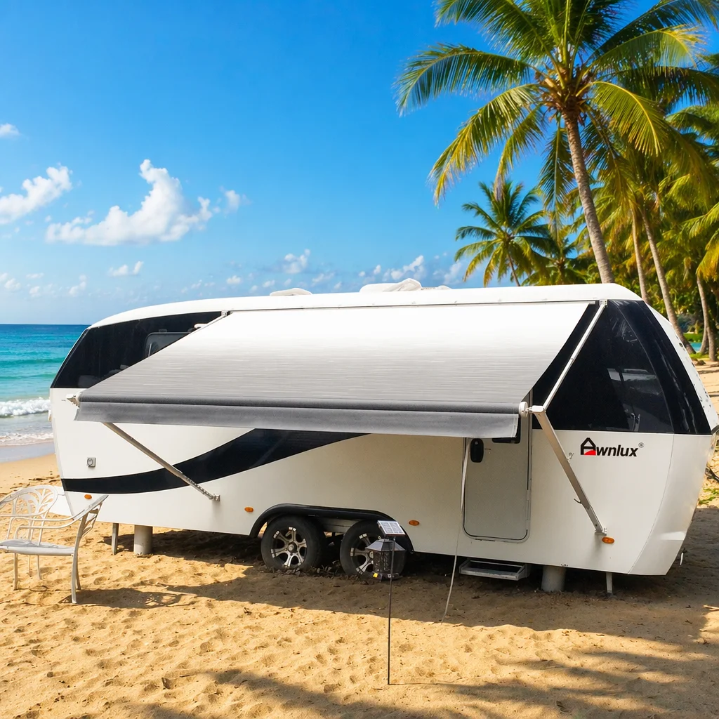 Awnlux W5600 21ft Waterproof Outdoor Roll Out Awning For Motorhome Caravan Camping Sprinter Van RV Accessories Van Awning