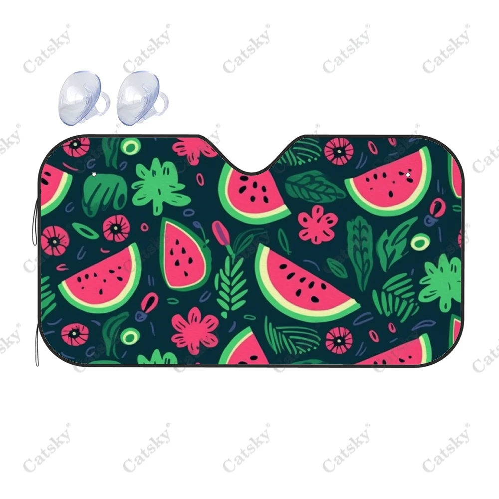 Watermelon Slices And Leaves Car Windshield Sunshade, Front Auto Cars Sun Shade Blocks Uv Rays Sun-Visor Protector