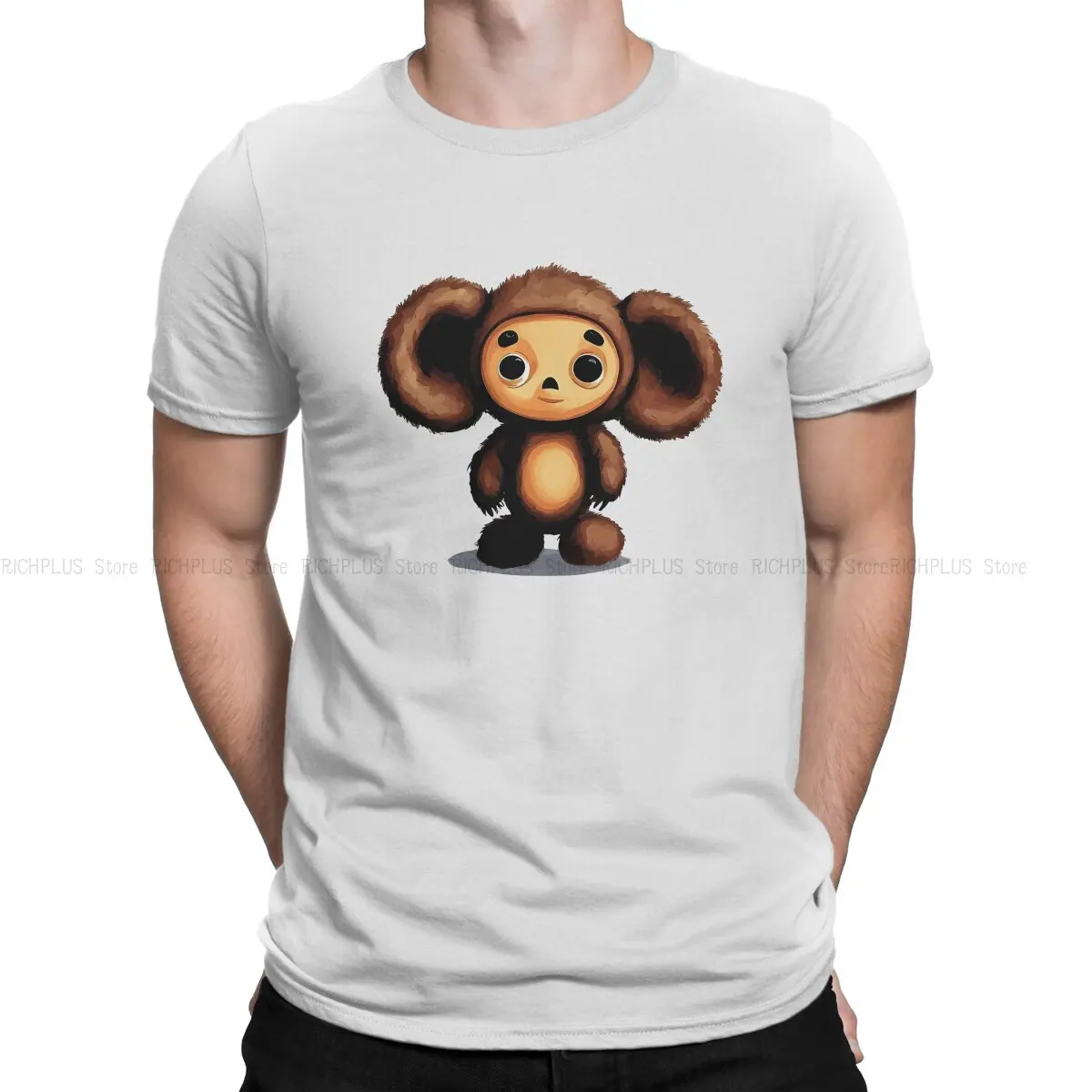 Cheburashka Cartoon TShirt Russian Cartoon Basic Polyester T Shirt Homme Men Clothes Printing Trendy