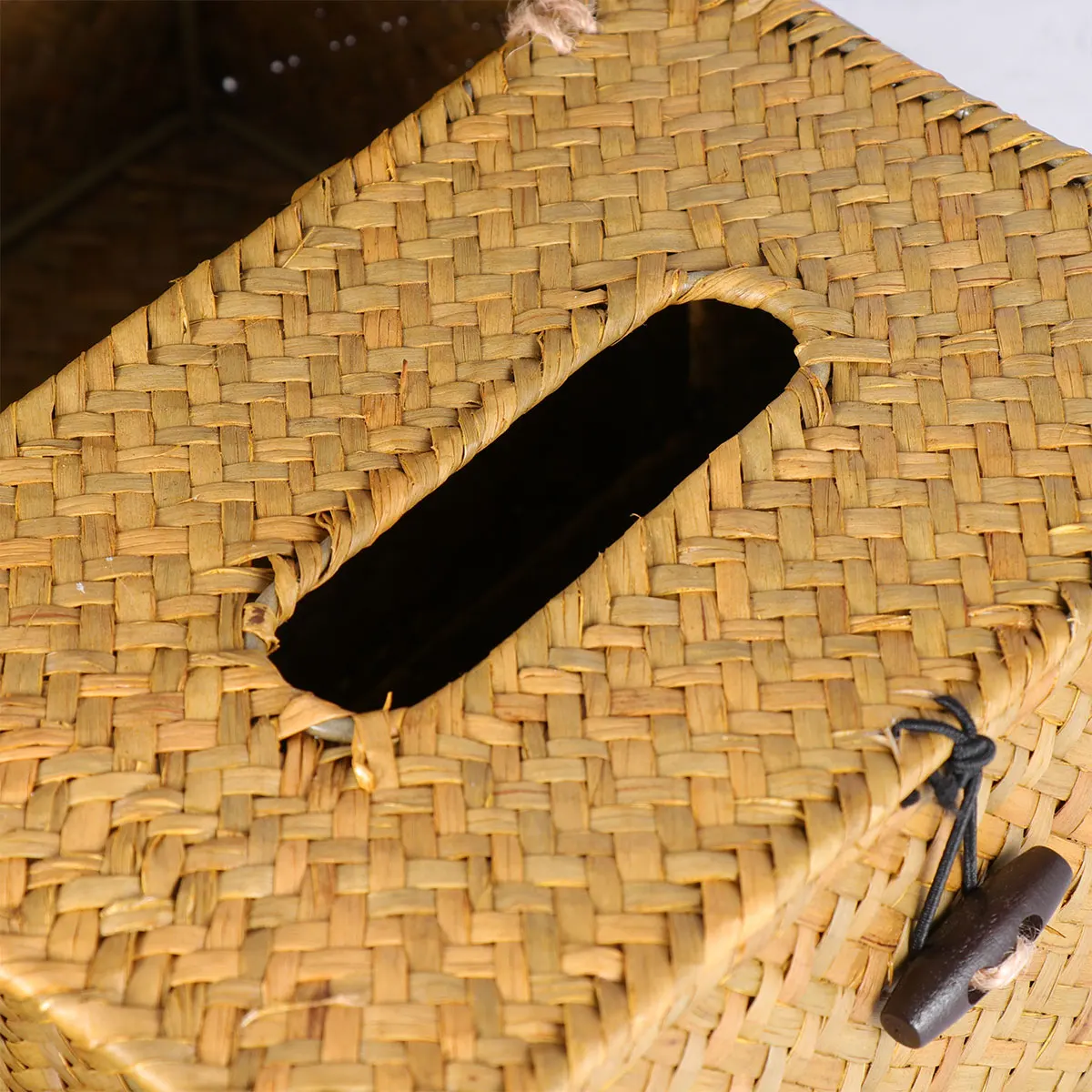 

Natural Hand Woven Seaweed Tissue Box Holder Rectangular Napkin Organizer For Bathroom Living Room Office Dust Proof Paper