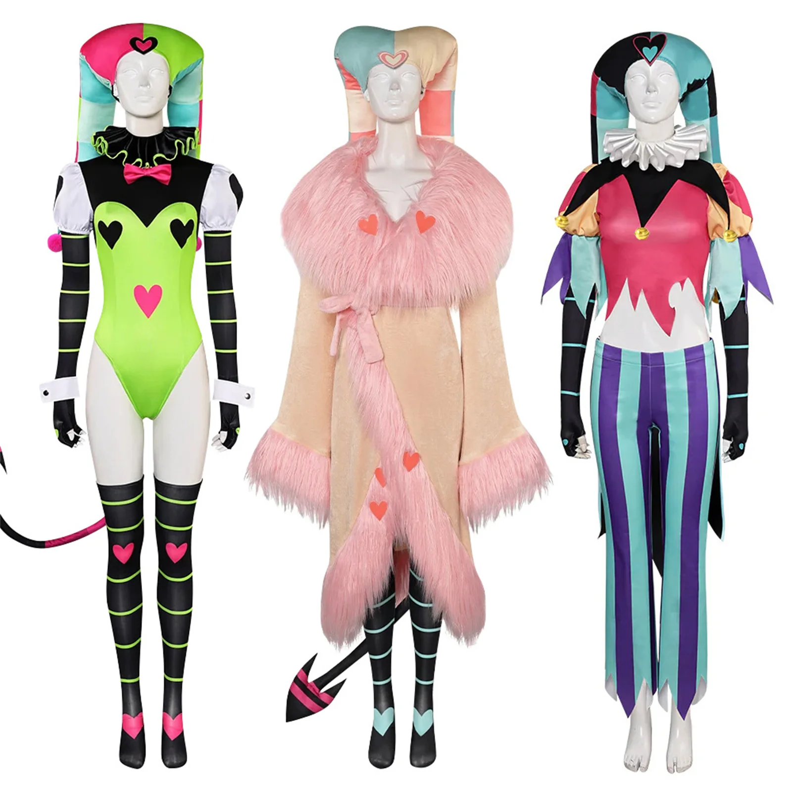 Anime Fizzarozzie Cosplay Costume Clown Suit Jumpsuit with Hat Accessories Women Outfit Halloween Party Masquerade Suit