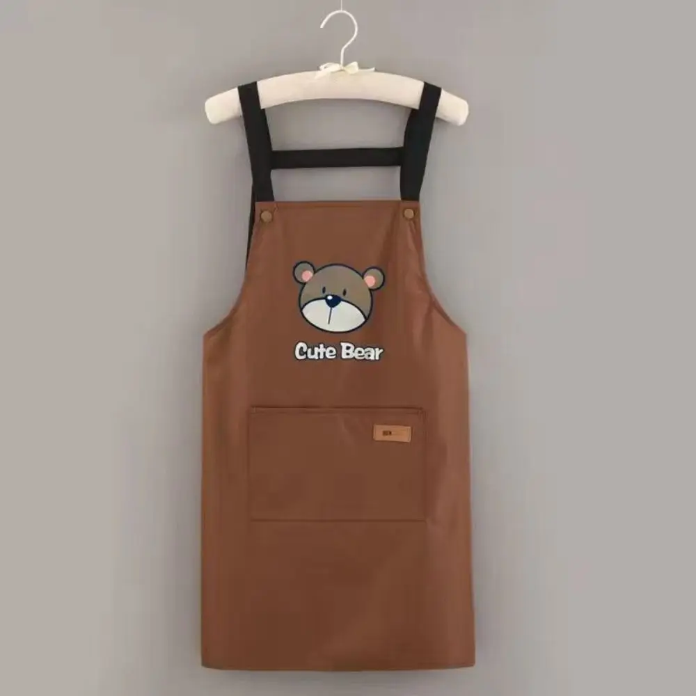 Comfortable Cute Bear Cartoon Cook Apron Oil Proof Easy to Clean Kitchen Apron Waterproof Restaurant Uniform Household Use