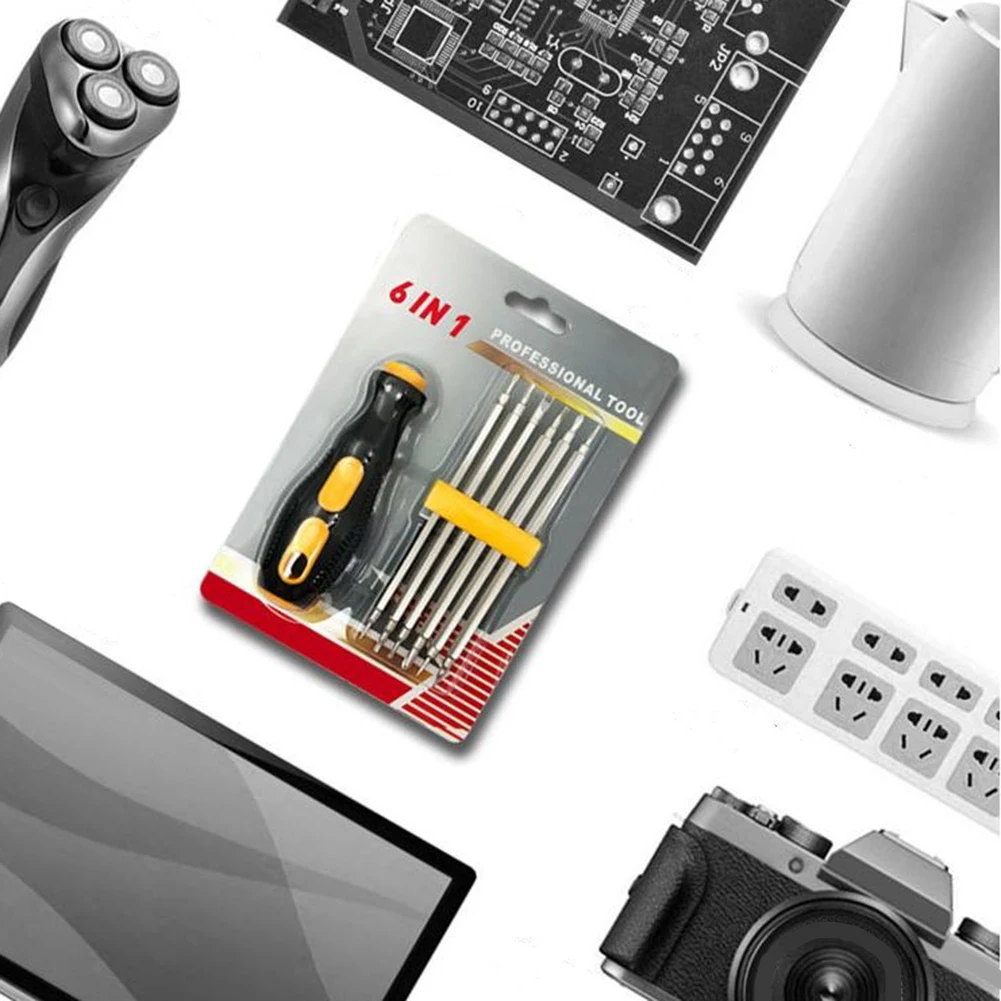 6 In 1 Safety Tamper-Proof Magnetic Screwdriver Bit Hex Cross Flat Triangle Plum Y-shaped U-shaped Screw Driver Head Hand Tool