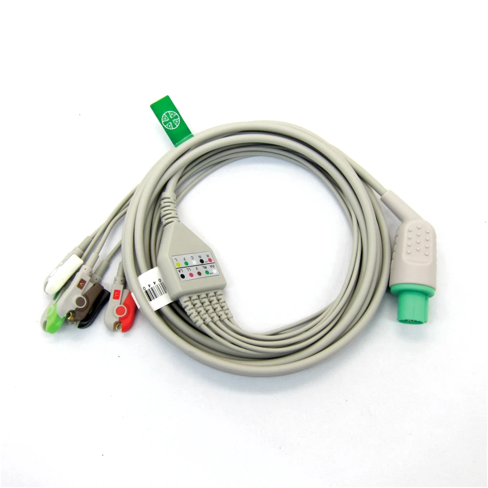 

EC-217 One-piece ECG Patient Cable IEC With 3leads 5leads Snap clip For hellige cardioserv ECG Electrocardiograph Monitor