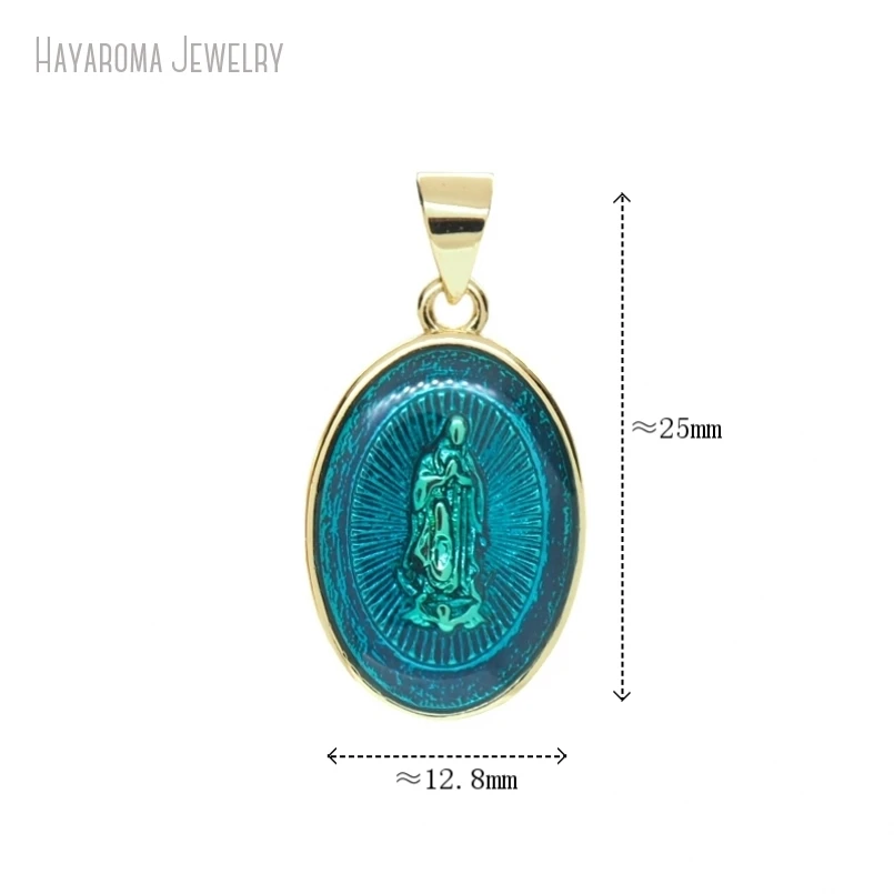 

5Pcs Metal Wholesale Copper Jewelry Geometric Oval Our Lady Of Guadalupe Pendant Gold Color Charms