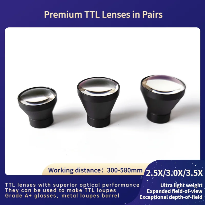 Burite Ttl Dental Loupes Lentes Premium em Pares Através da Lente Usada para Fazer Ttl 2.5x 3.0x 3.5x Novo
