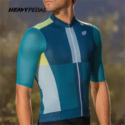 Heavypedal Cycling Jersey Navy Striped Mtb Aero Men Summer Cycl Jersey Mountain Bicycle Clothing Road MAILLOT Bike Wear