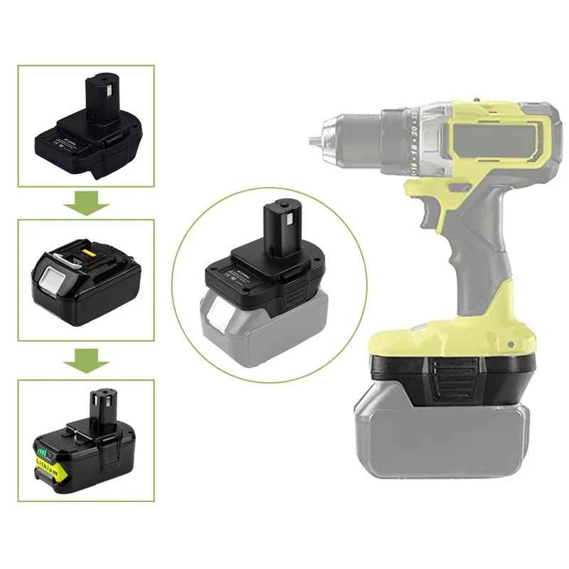 Imagem -03 - Li-ion Bateria Adaptador para Makita Makita Dewalt Milwaukee 18v Mt20rnl Dm18rl Converter para Ryobi 18v Uso da Ferramenta