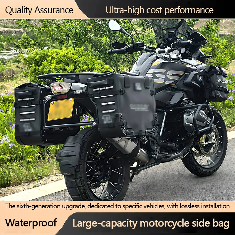 Motorcycle Side Bag, Large-Capacity Waterproof Soft Bag, Motorcycle Travel Quick-Release Anti-Theft Side Bag, Pull Tail Bag