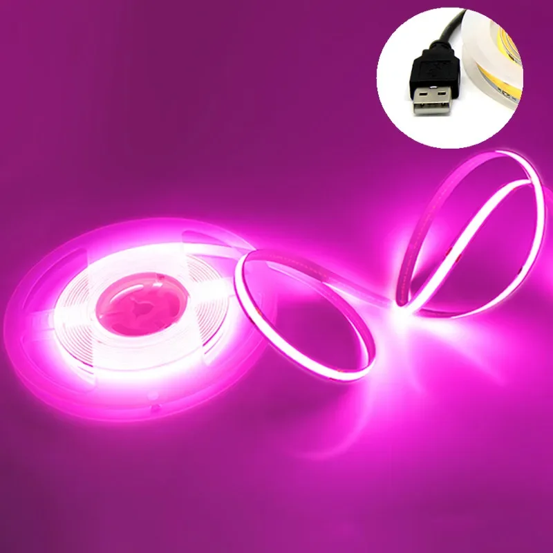 USB COB Lamp Strip DC5V 320 LEDs/M Wit/Rood/Roze/Ijsblauw/Geel Kast licht Lamp TV Backlight Flexibele Lint Touw LED Strip - afbeelding 1