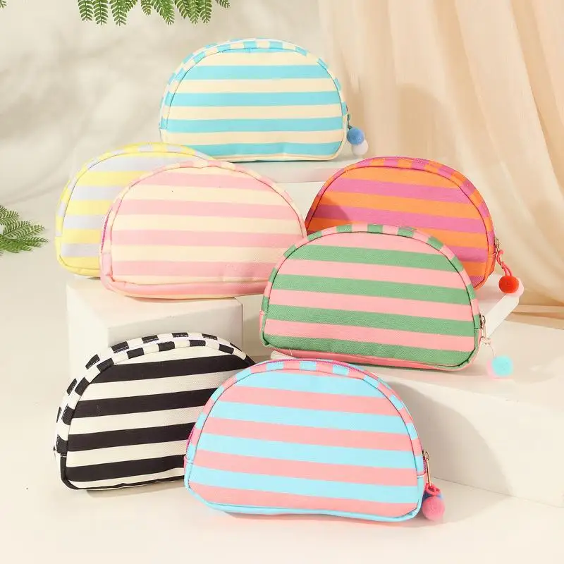 New Sale Striped Shell Storage Bag Dopamine Cosmetic Bag Travel Outdoor Portable Storage Bag