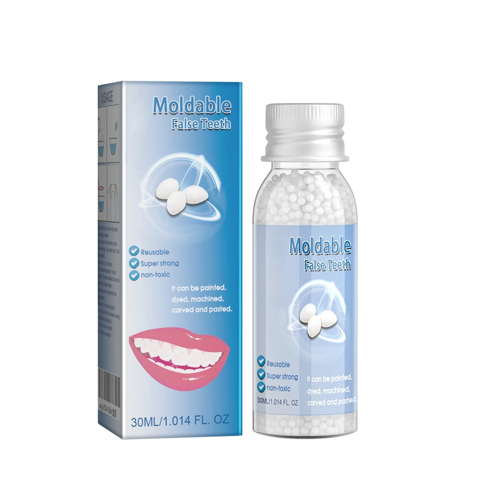 

30ml Resin Temporary Tooth Repair Granules Teeth Gap Missing Broken Tooth Moldable Solid Glue False Teeth Filling for Masquerade