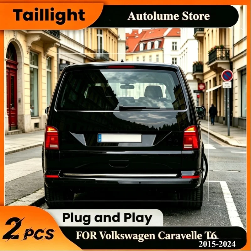 Verbesserte dynamische LED-Rückleuchten (Paar) für Volkswagen Multivan Caravelle T6 2015 bis 2019, multifunktionale Rückleuchte mit integriertem Tagfahrlicht, Brems- und Rückfahrlicht, sequenzieller