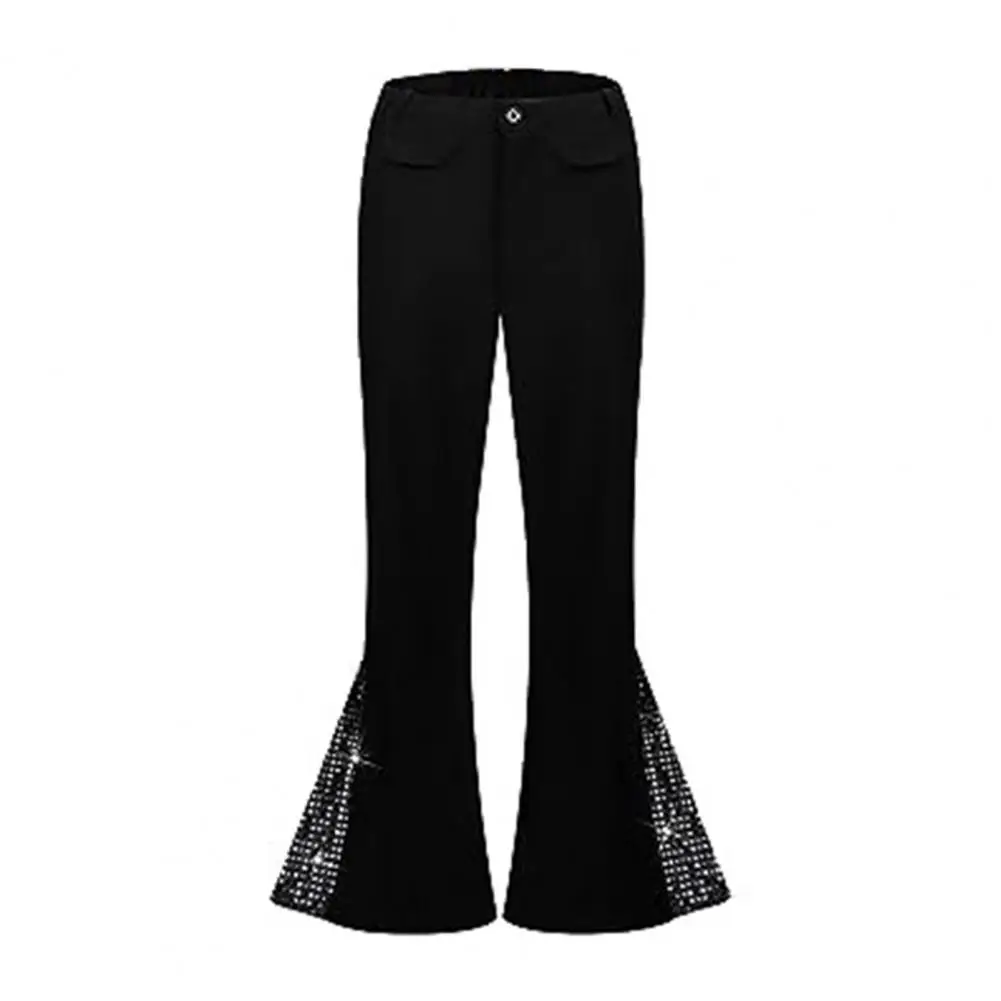 

Men Bell-bottom Pants Button Zip Closure Men Trousers Retro Disco Fancy Trousers for Men Shiny Sequin Flared Hem for Halloween