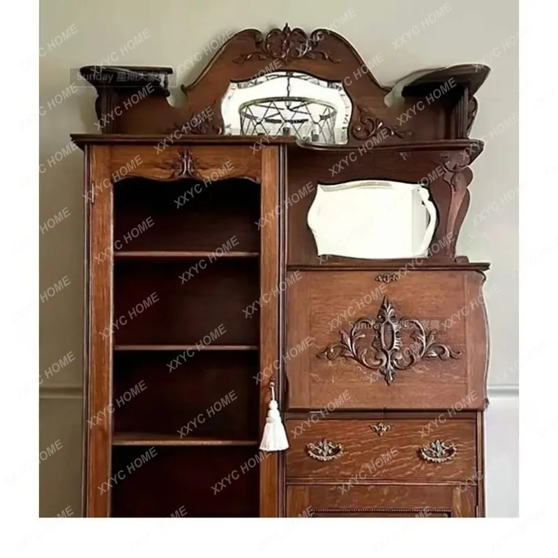 XX  vintage carved drawer cabinet multifunctional storage cabinet against the wall in the living room