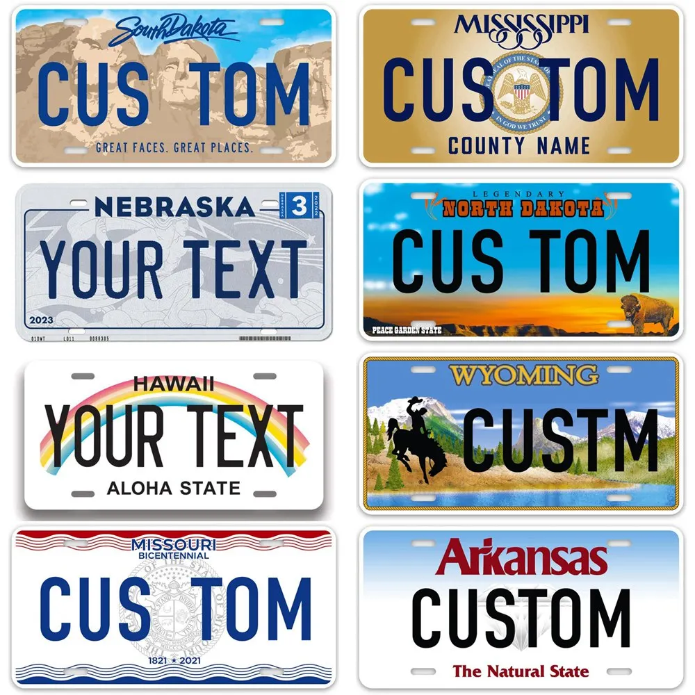 Custom Your Text Metal Sign United States Tin Plate Any Text Personalized Name for Japanese Car Tags 12x6 Inch