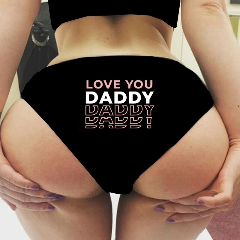 Love You Daddy-bragas con estampado de textos para mujer, ropa interior bonita, ropa interior de algodón a la moda para chicas, bragas sexis, lencería suave