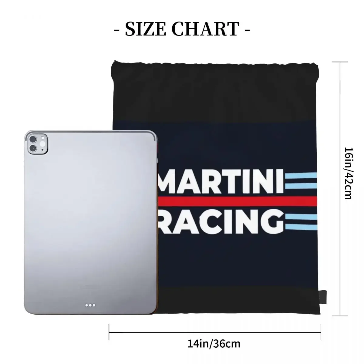 Martini Racing-mochila con Cordón portátil para hombre y mujer, bolsa deportiva informal con bolsillo, para libros, escuela