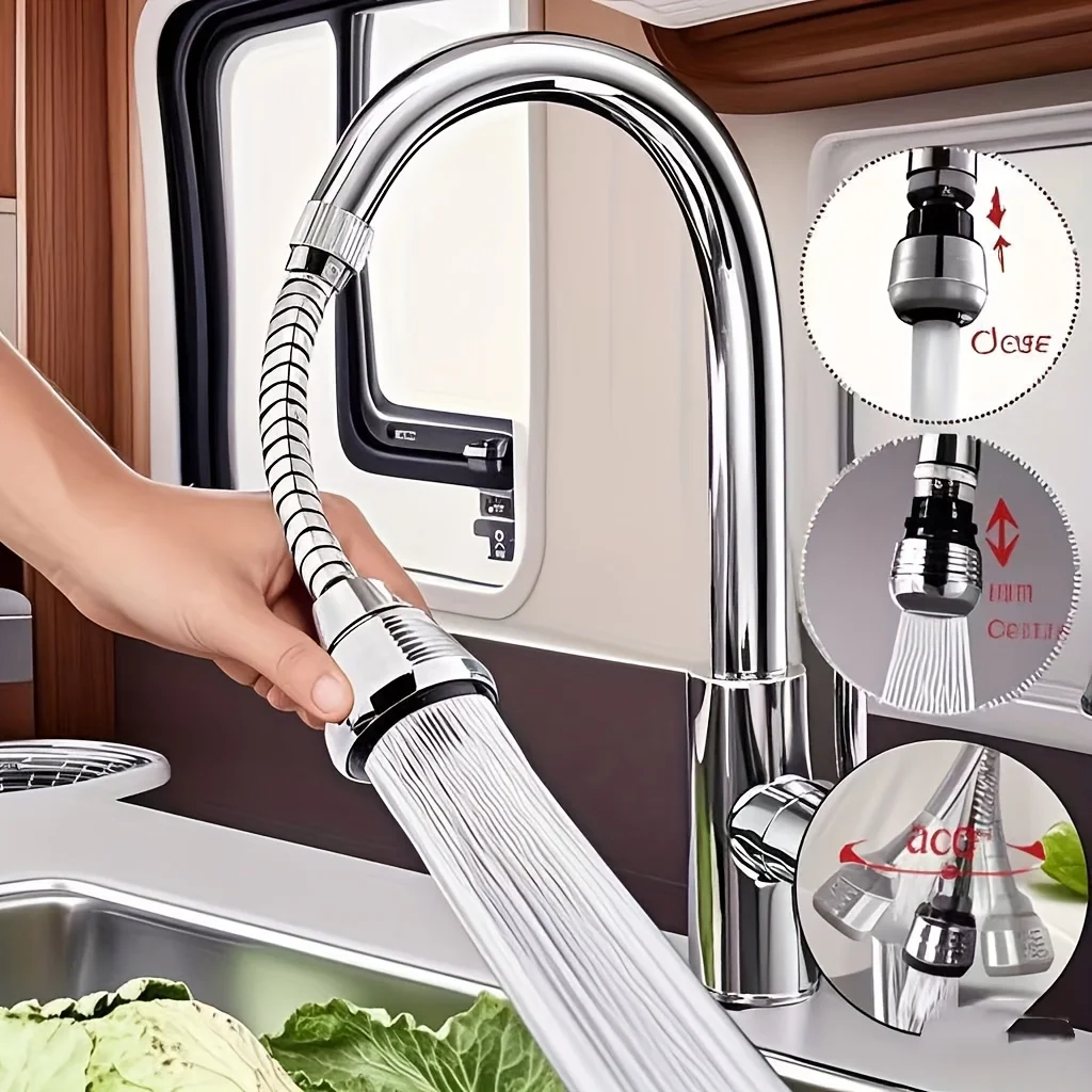 

Kitchen Stainless Steel Faucet Sprinkler Water-saving Device Lengthening Rotating Splash Proof Sprinkler Spray Extender Bubbler kitchen accessories