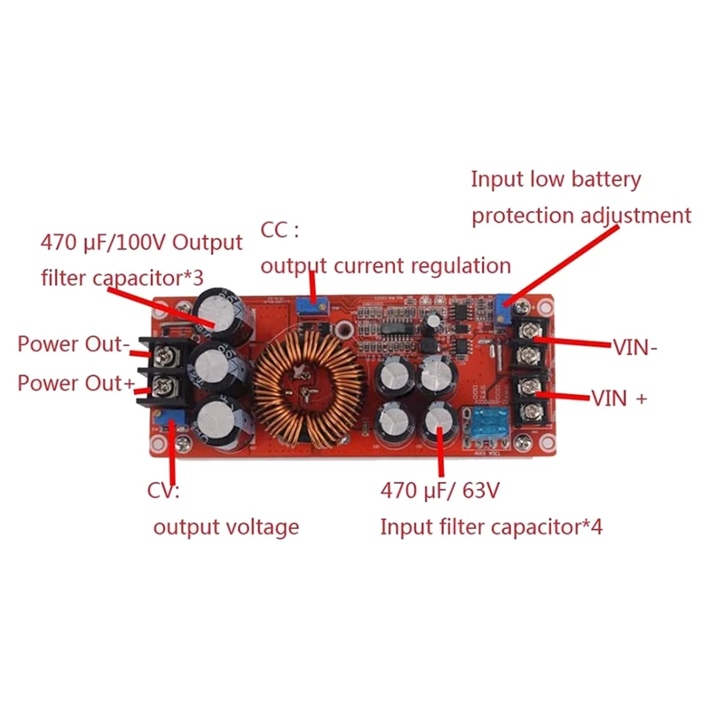 2X 1200W 20A DC Converter Boost Car Step-Up Power Supply Module Adjustable Voltage Converter 8-60V To 12-83V