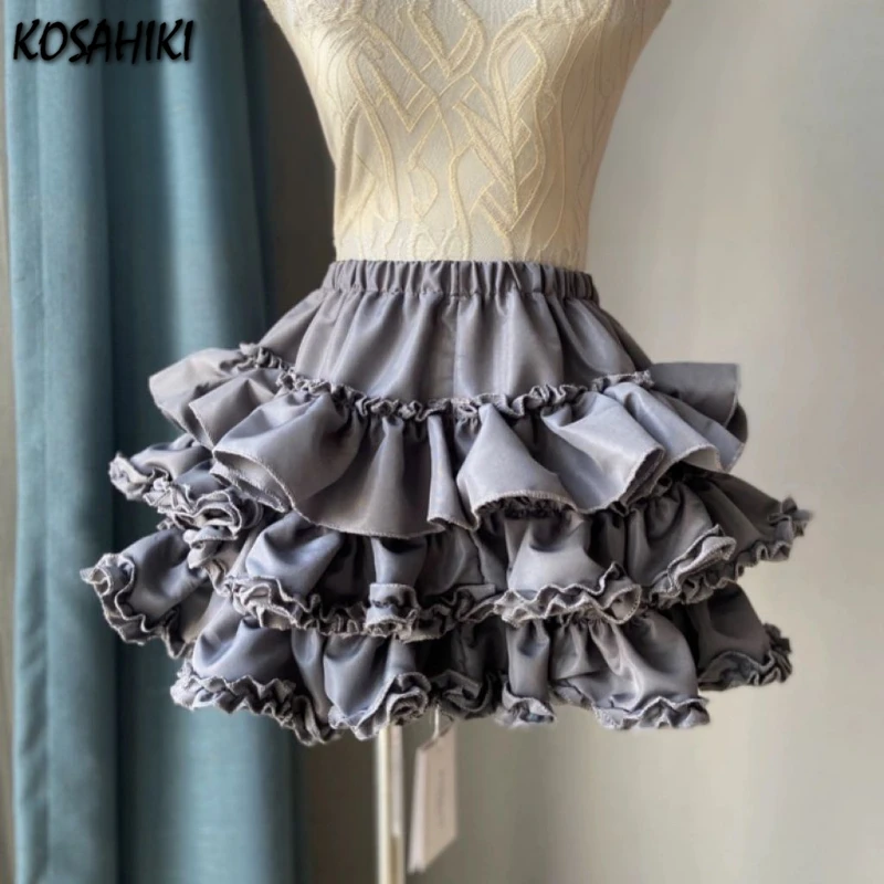 Japanese Kawaii Mini Pleated Skirts Womens JK Jupe Sweet Lolita Solid Color Skirt 2025 Y2k Aesthetic Ruffled High Waist Faldas