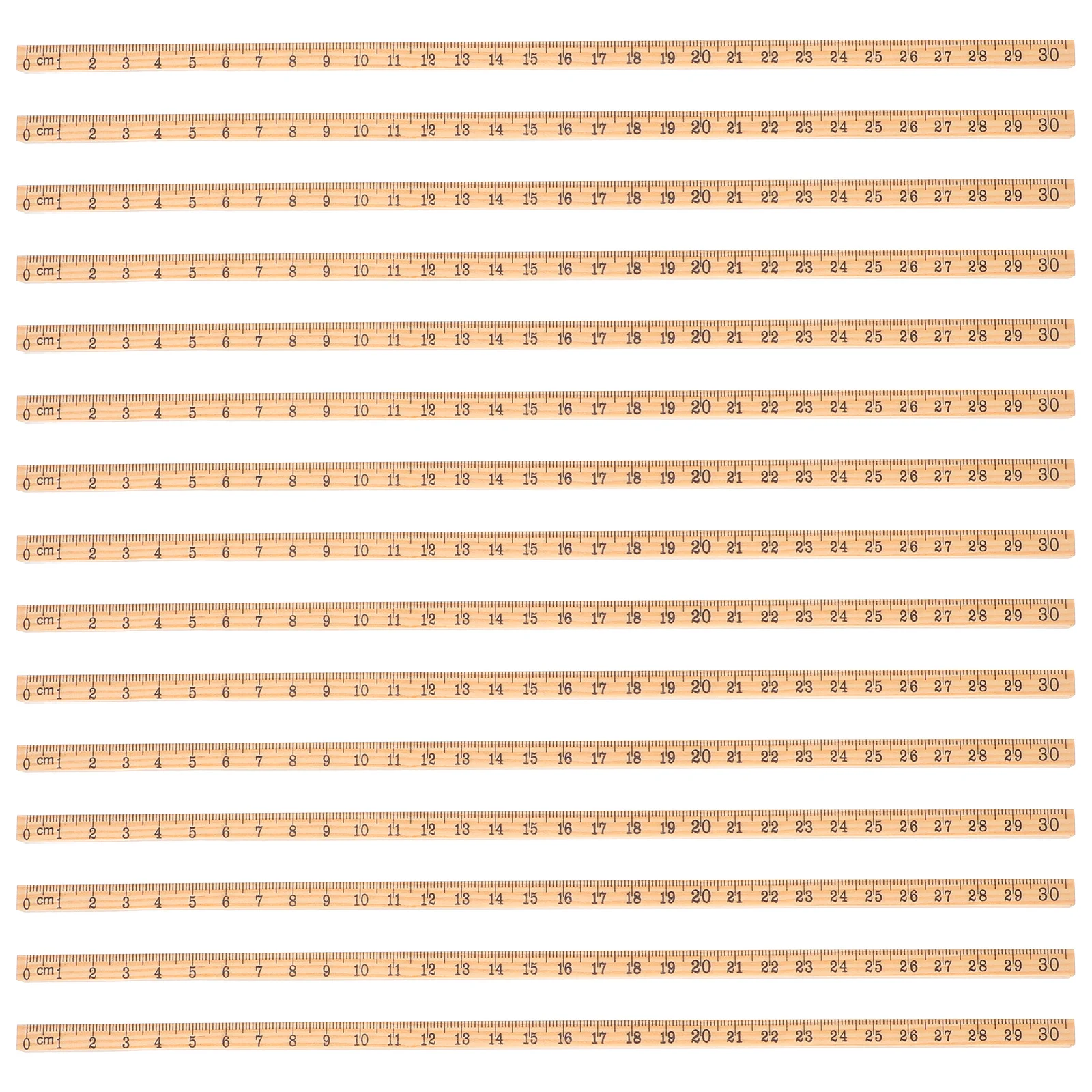 15pcs 30Cm Wooden Ruler Wood Straight Rulers Single Sided Scale Measuring Drafting Tool For School Office Home Study Woodworking