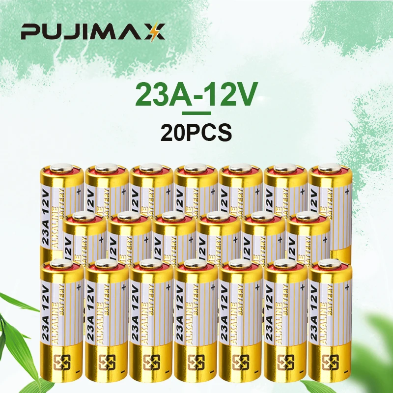 PUJIMAX 20 szt. Sucha bateria alkaliczna 12V 23A 21/23 A23 kombinezon zabawka/dzwonek do drzwi/kalkulatory/pilot uniwersalny