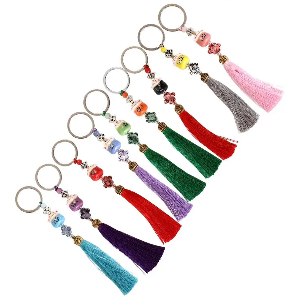 

Cartoon Animal Cat Kids Toy Bag Charm Pendant Chinese Knot Lucky Cat Keychain Lucky Cat Keyring Key Holder Weaving Key Chains